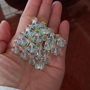 Vintage Aurora Borealis crystal large pin or brooch